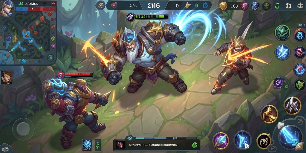 Tampilan sengit pertarungan dalam gameplay MOBA AGAM66.