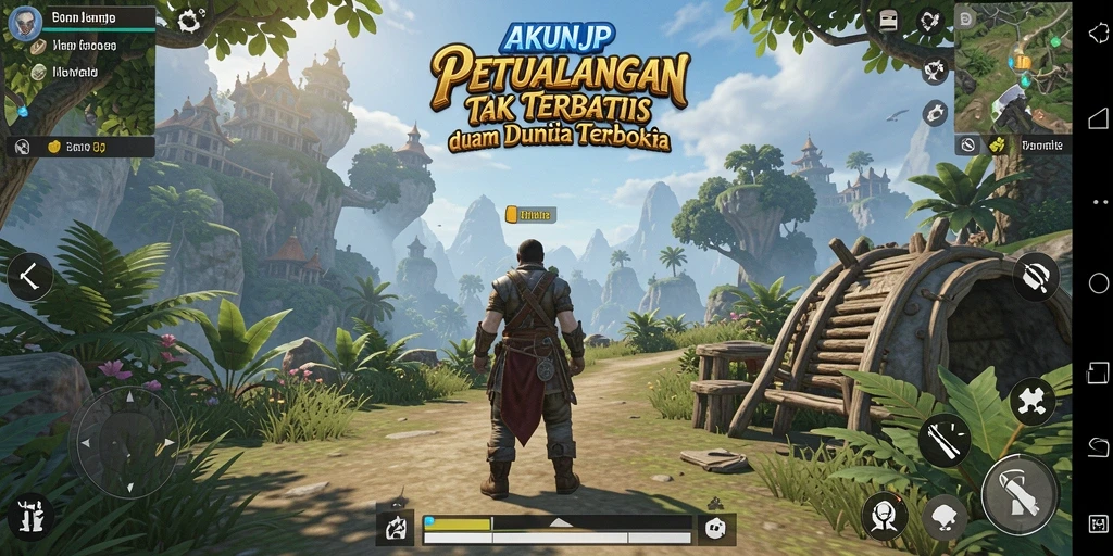 Tampilan gameplay AKUNJP yang menampilkan eksplorasi dunia terbuka yang menakjubkan.