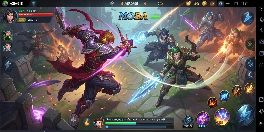 Tampilan gameplay MOBA yang menegangkan dan strategis.