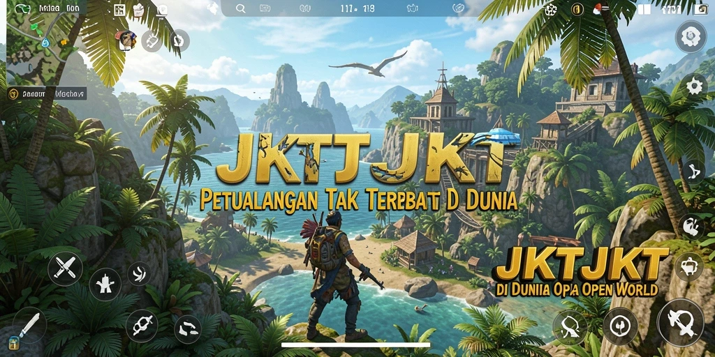 Screenshot gameplay JKTJKT yang menampilkan eksplorasi dunia terbuka.