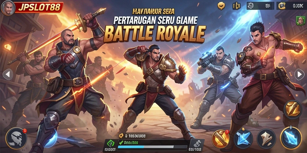 Tampilan action seru dalam gameplay Battle Royale JPSLOT88.