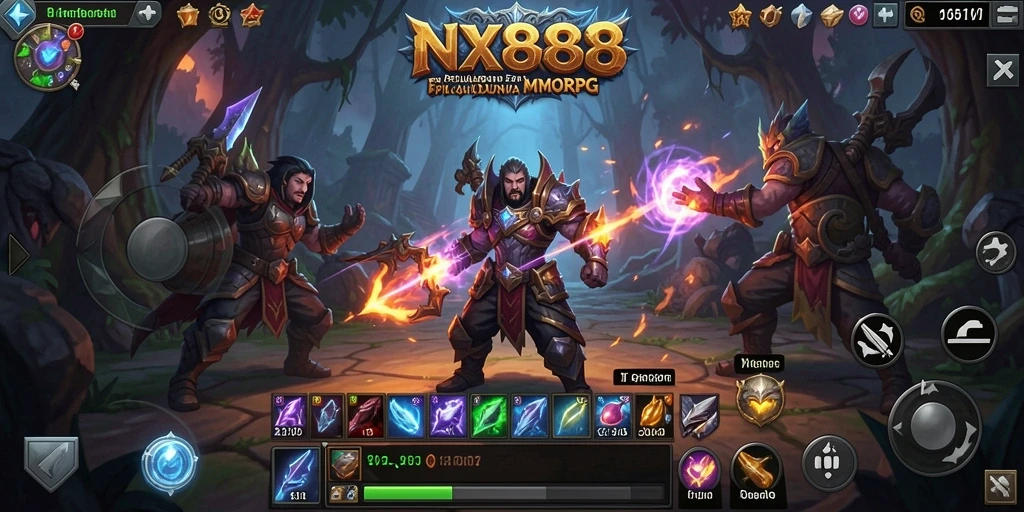 Tampilan gameplay <strong>NX888</strong> yang memukau dalam petualangan MMORPG.