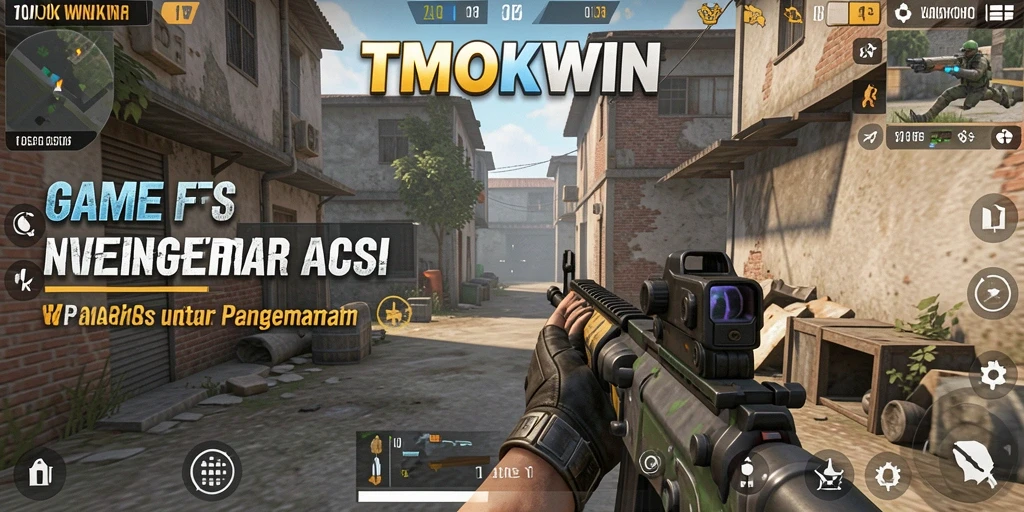 Screenshot gameplay TMOKWIN dengan aksi tembak-tembakan yang intens.