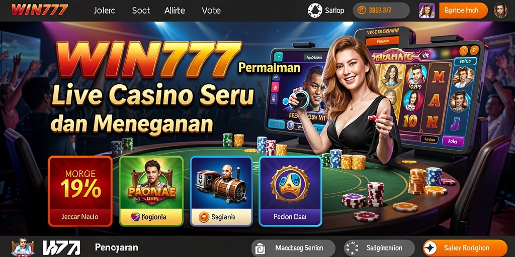 Screenshot gameplay Live Casino WIN777 dengan dealer profesional.